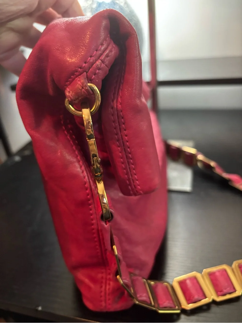 Authentic Tory Burch Louiisa Fold-Over Leather Crossbody Bag – Fuchsia Pink